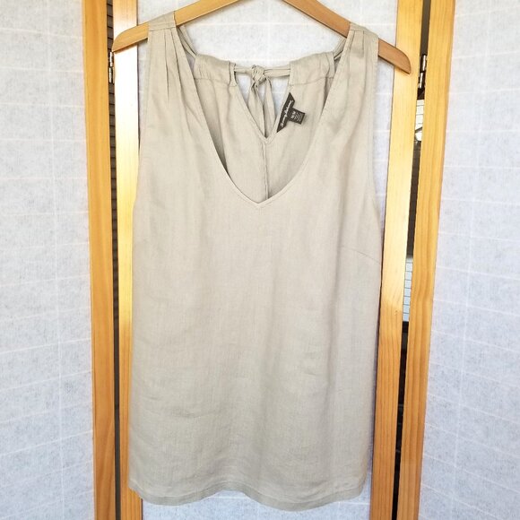 Tommy Bahama Madre 100% Linen Halter Top Size Medium Khaki EUC - Picture 1 of 7